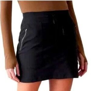 Athleta Trekkie North skort skirt shorts Blk Sz 6 pull on elastic waist Active
